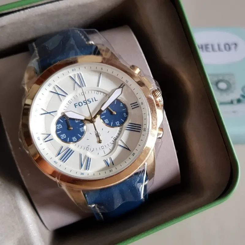 Fossil Grant Chronograph Cream Blue Panda Dial Men's Watch- FS5271